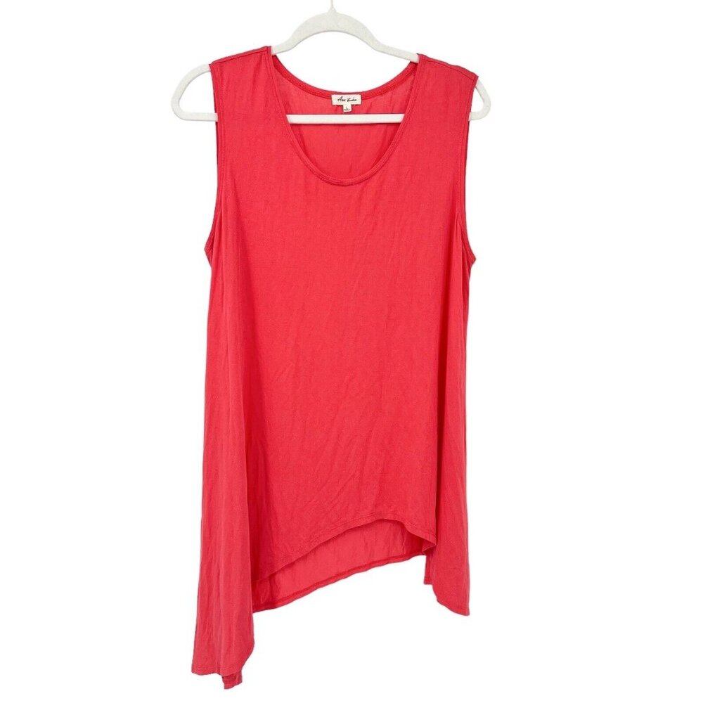ANA Couture Top L Coral Womens Asymmetrical Sleeveless Pullover Size Large‎